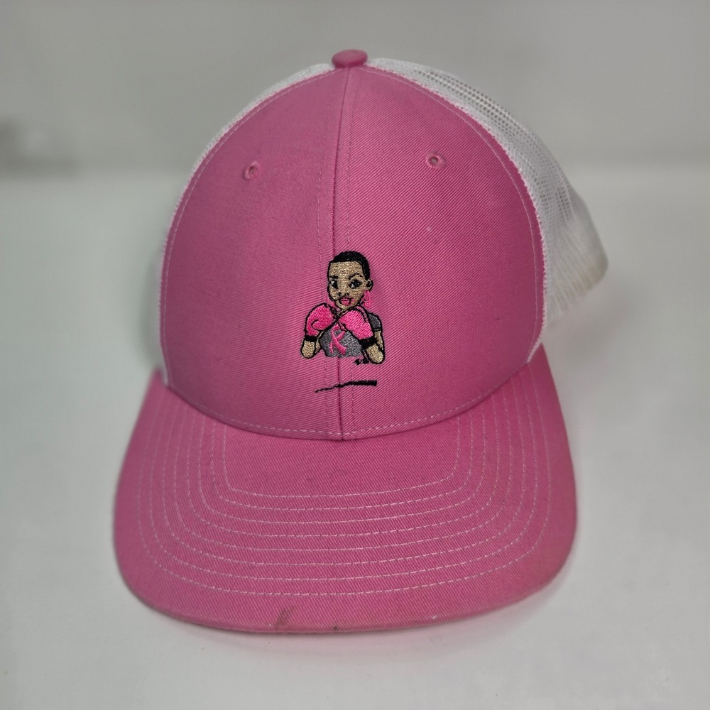 Richardson 112 Trucker Hat Pink Breast Cancer Awareness Boxing Ribbon Snapback
